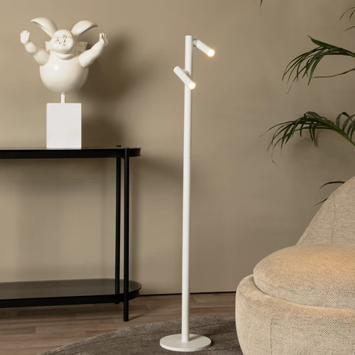 Lucide ANTRIM - Rechargeable Floor reading lamp Indoor/Outdoor - Battery pack - LED Dim. - 2x2,2W 2700K - IP54 - With wireless charging pad - White - atmosphere 1